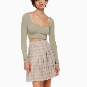 Sun-Deh Aritzia Ribbed Beige Tan Ribbed Seamless Crop Top Large